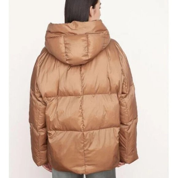 VINCE Puffer Jacket Hoodie Mocha Nylon Women Size Medium New Tag $845 - Picture 4 of 12